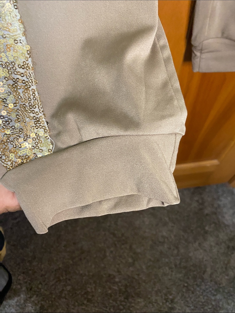 Plus Size Unbranded Sequin Heart Lounge Set in Taupe - Picture 6 of 6